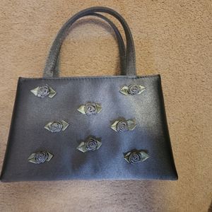 Beautiful Small Gray Purse with Gray Rosettes